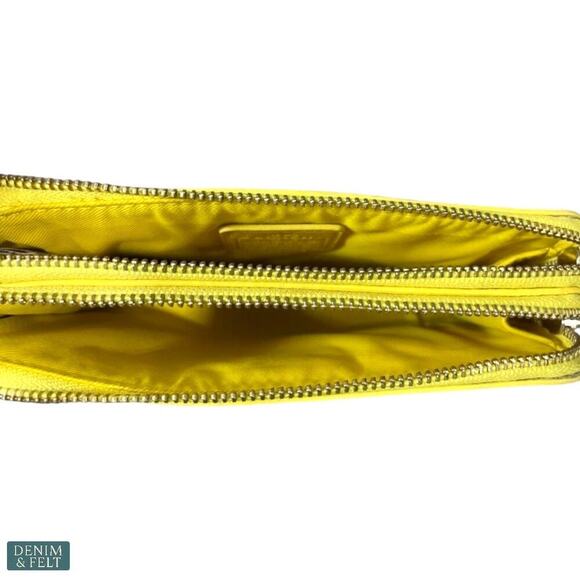 Coach Yellow Leather Double-Zip Wristlet Wallet Purse Bag Gold Hardware - Picture 4 of 8